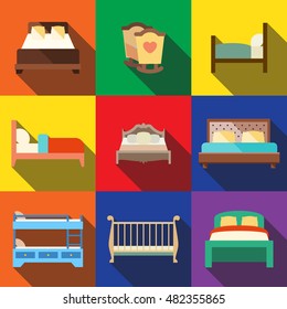 bed flat icons set elements, editable icons, can be used in logo, UI and web design