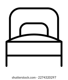 Bed flat line icon. Outline sign for mobile concept and web design, store