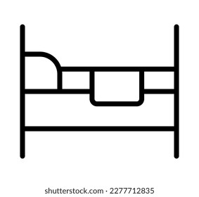 Bed flat line icon. Outline sign for mobile concept and web design, store
