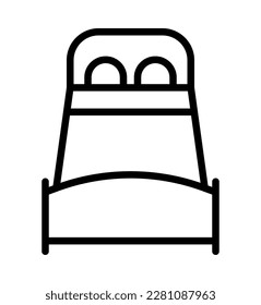 Bed flat line icon. Outline sign for mobile concept and web design, store