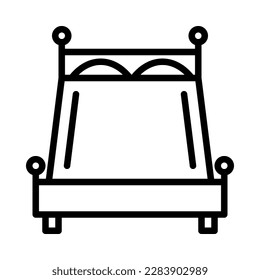 Bed flat line icon. Outline sign for mobile concept and web design, store