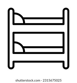 Bed flat line icon. Outline sign for mobile concept and web design, store