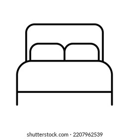 Icono de vector plano de cama. Icono de vector plano del hotel. Icono de vector plano de alojamiento