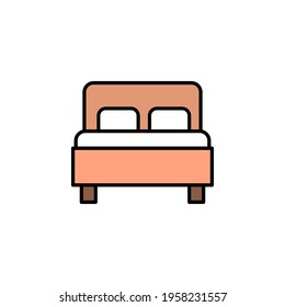 Bed flat vector icon. A king sized double bed for master bedroom.