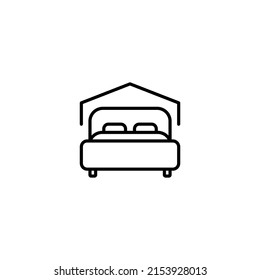 Bed flat vector icon. Rooms flat vector icon. Lodging flat vector icon