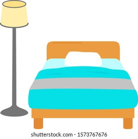 Bed and a floor lamp