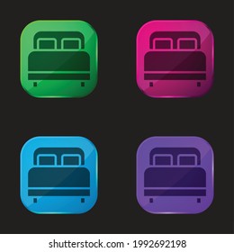 Bed four color glass button icon