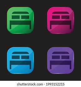 Bed four color glass button icon