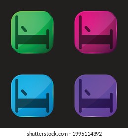 Bed four color glass button icon