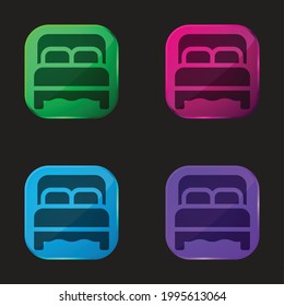 Icono de botón de cuatro colores de la cama