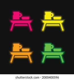 Icono de vector neonato brillante de cuatro colores