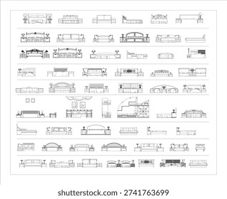 Bed front elevation, clean CAD-style vector illustration isolated on white background. EPS 10.