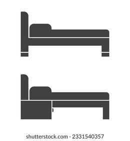 Bed furniture accommodation sign icon vector illustration isolated flat design on white background.