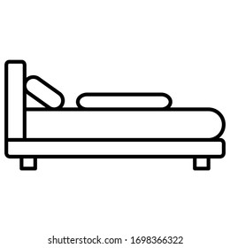Bed furniture icon in modern silhouette style design. Flat vector illustration isolated on white background.