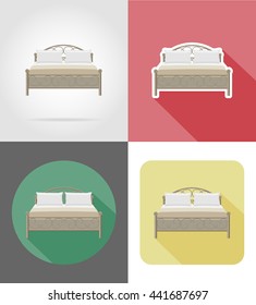 bed furniture set flat icons vector illustration isolated on white background