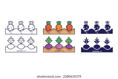 bed garden line and solid vector icons