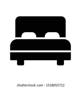 bed glyph flat vector icon