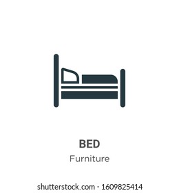 Bed glyph icon vector on white background. Flat vector bed icon symbol sign from modern furniture collection for mobile concept and web apps design.