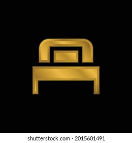 Bed gold plated metalic icon or logo vector
