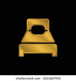 Bed gold plated metalic icon or logo vector