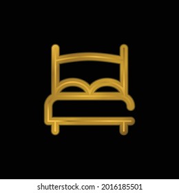 Bed gold plated metalic icon or logo vector