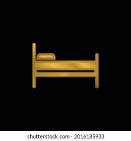 Bed gold plated metalic icon or logo vector