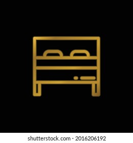 Bed gold plated metalic icon or logo vector