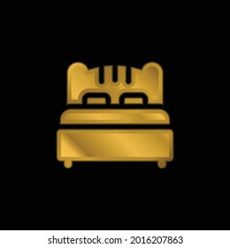 Icono metálico de la cama de oro o logotipo vectorial