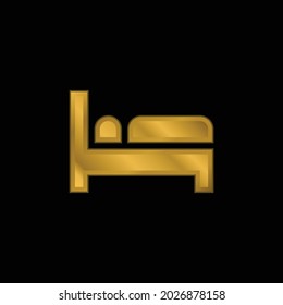 Bed gold plated metalic icon or logo vector