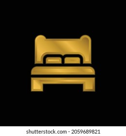 Bed gold plated metalic icon or logo vector