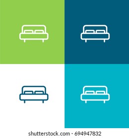 Bed green and blue material color minimal icon or logo design