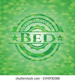 Bed green emblem. Mosaic background. Vector Illustration. Detailed.