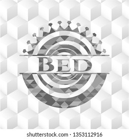 Bed grey emblem with cube white background