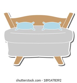 bed hand drawn doodle stickers design vector illustration