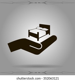 Bed and hand. Vector icon
