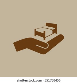 Bed and hand. Vector icon