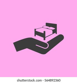 Bed and hand. Vector icon