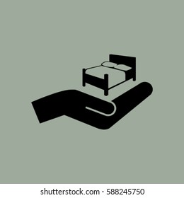 Bed and hand. Vector icon