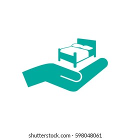 Bed and hand. Vector icon