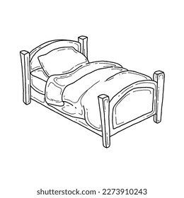 bed handrawn doodle illustrations vector set