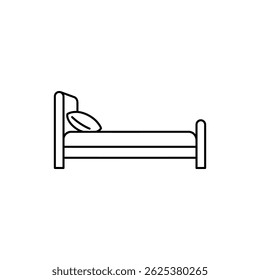 Bed with Headboard and Pillow, Side View, Comfortable Bedroom