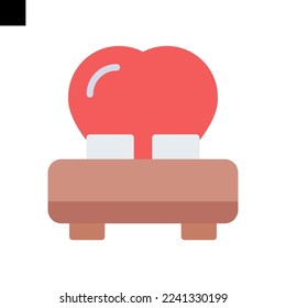 bed with heart icon logo flat style vector