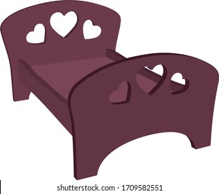 Das Bett mit Herz-Vektorillustration Illustration. 