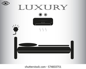 bed holiday hotel, icon, vector illustration eps10