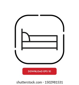 Bed, home accessories outline vector icon