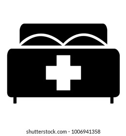 Bed hospital black vector icon on white background