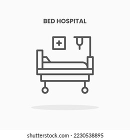Bed Hospital icon vector illustration line style. Great design for web, app and more. Editable Stroke and pixel perfect.
