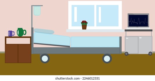 A bed in a hospital ward