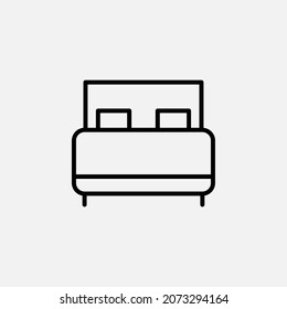 Cama, concepto de diseño de icono de línea de hotel