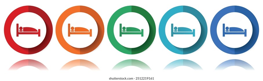 Bed, hotel vector icons, flat icon set for logo design, webdesign and mobile applications, colorful web button collection in eps 10